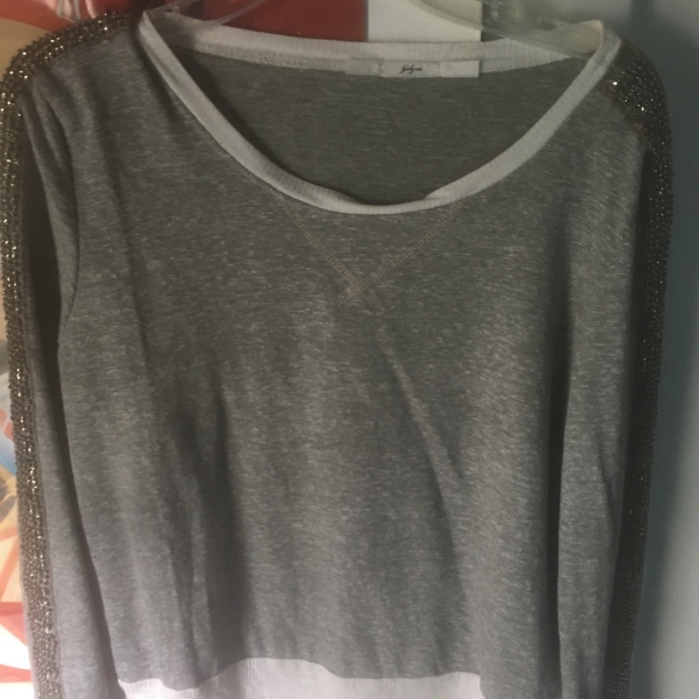 Boutique beaded sleeve sweater